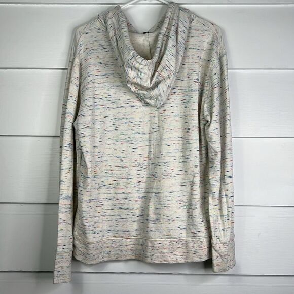 J. Crew Cream & Rainbow Heathering Hoodie with Tassels Size Medium - Picture 12 of 13